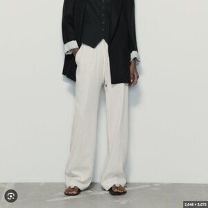 NWOT - Zara Linen Blend White Pants Ref 7847/939 (XS)